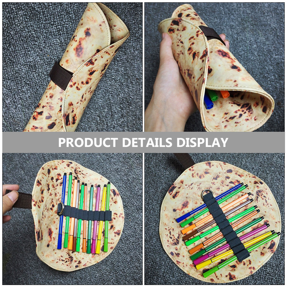 2Pcs Tortilla Pattern Canvas R - Pen Pouch Roll ulasan dan harga