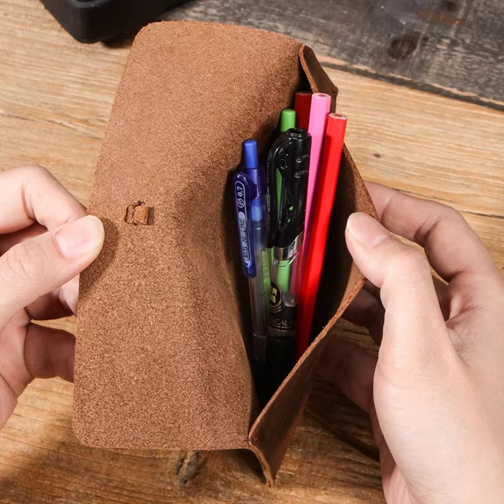 Retro Leather Leather Pencil C - Pen Pouch Roll ulasan dan harga