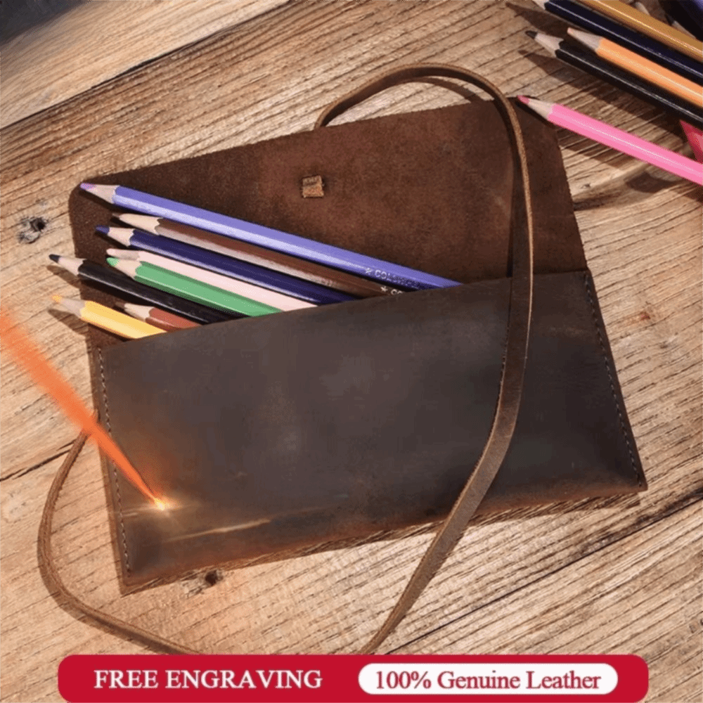 Retro Leather Leather Pencil C - Pen Pouch Roll ulasan dan harga